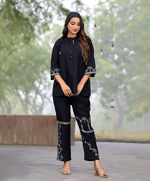 Black Viscose Printed Kurti