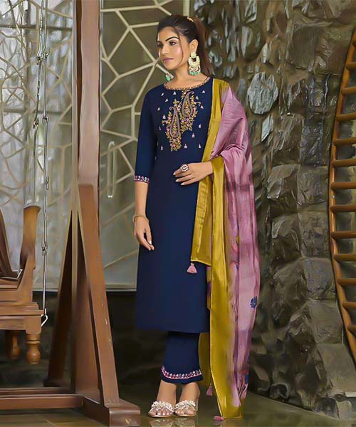 Blue Viscose  Casual Wear Salwar Kameez in peterborough