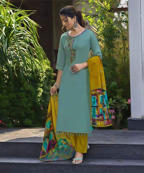 Green  Viscose Casual Wear Salwar Kameez in hereford