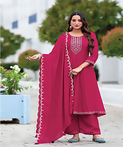 Pink Vichitra Anarkali Suit