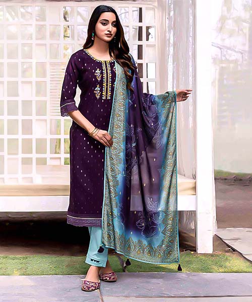 Purple  Vetican Casual Wear Salwar Kameez