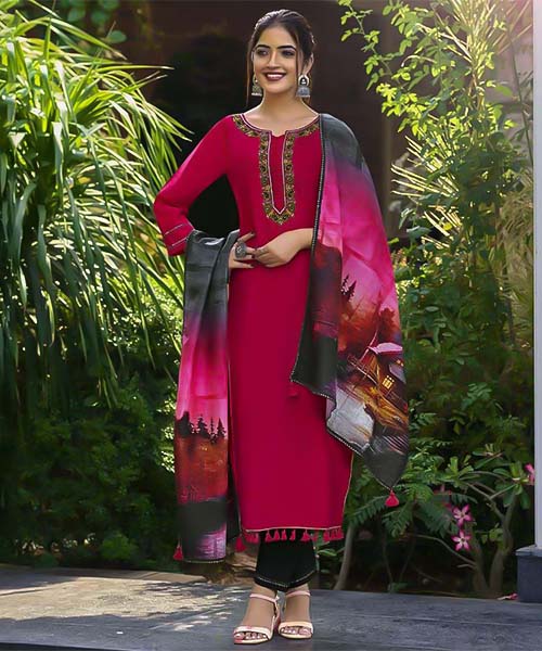 Red Viscose Casual Wear Salwar Kameez in hereford