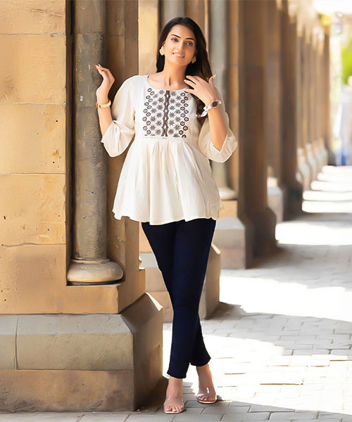 White  Rayon Casual Wear Kurti in salford
