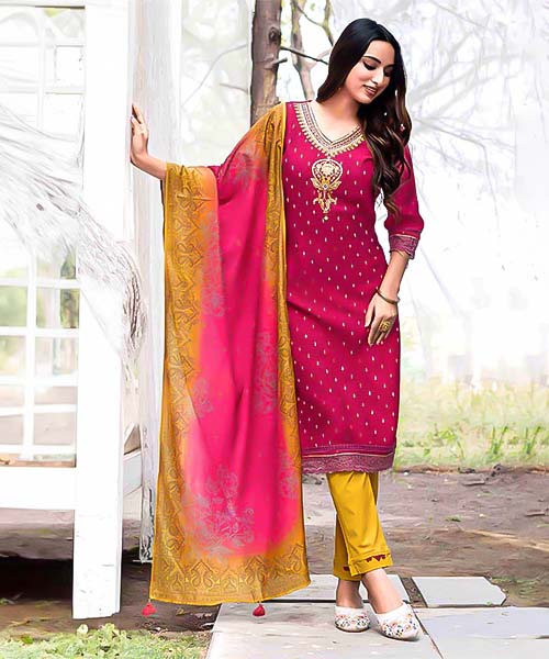 Magenta Vetican Casual Wear Salwar Kameez