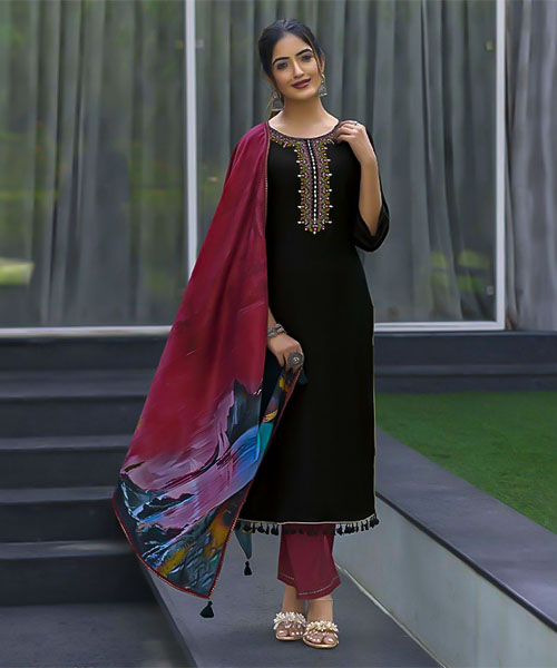 Black  Viscose Casual Wear Salwar Kameez in hereford