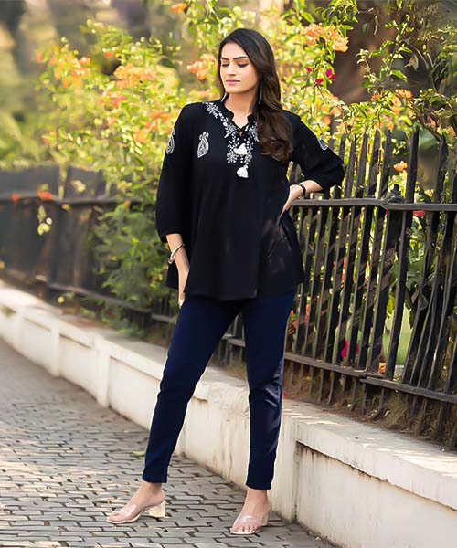 Black Rayon Casual Wear Kurti in salford