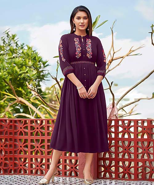 Violet Wrinkle Casual Wear Kurti in delhi