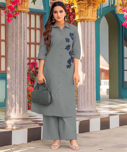 Grey  Rayon Casual Wear Kurti