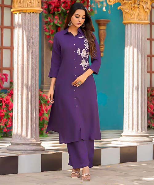 Purple Rayon Casual Wear Kurti
