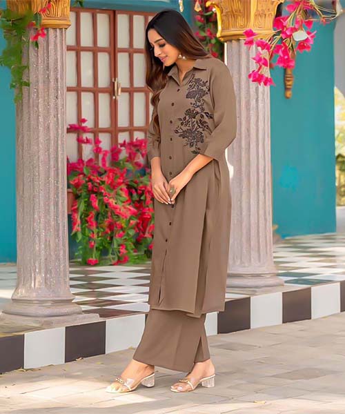 Brown Rayon Casual Wear Kurti