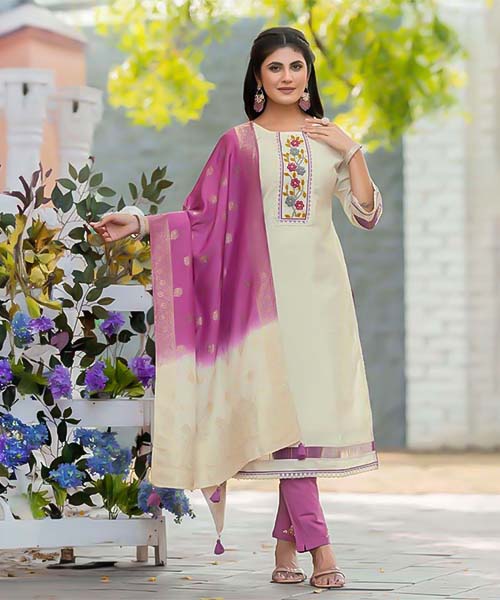 White Blended Shimmer Casual Wear Salwar Kameez in peterborough