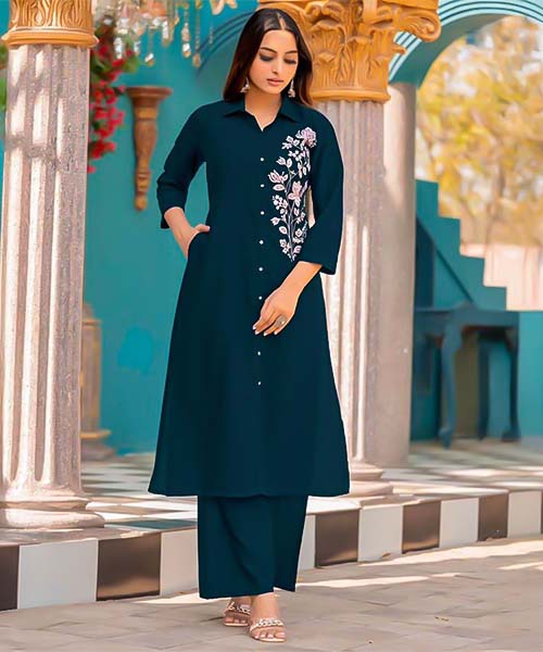 Blue Rayon Casual Wear Kurti