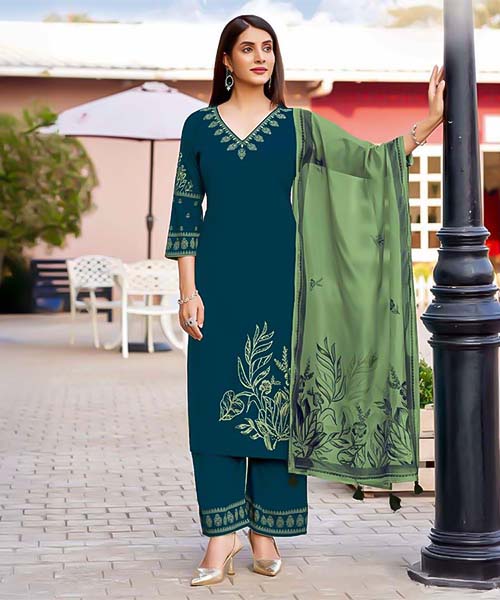 Green  Rayon Casual Wear Salwar Kameez in norway