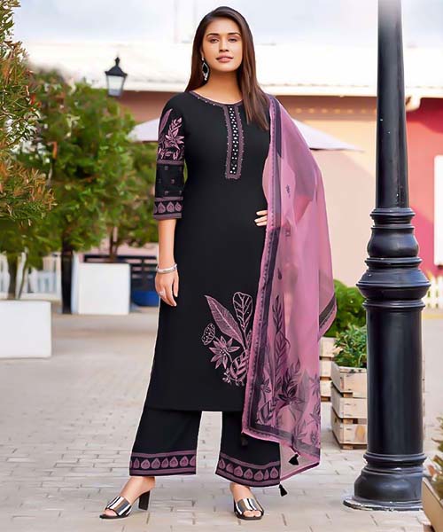 Black  Rayon Casual Wear Salwar Kameez in norway