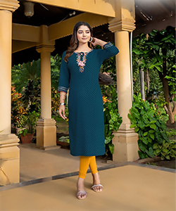 Blue Rayon Casual Kurtis