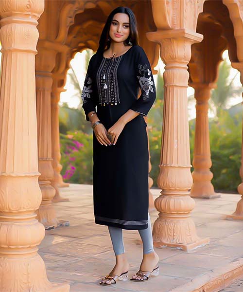 Black  Rayon Casual Wear Kurti in swindon