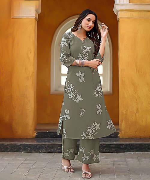 Grey Rayon Casual Wear Kurti