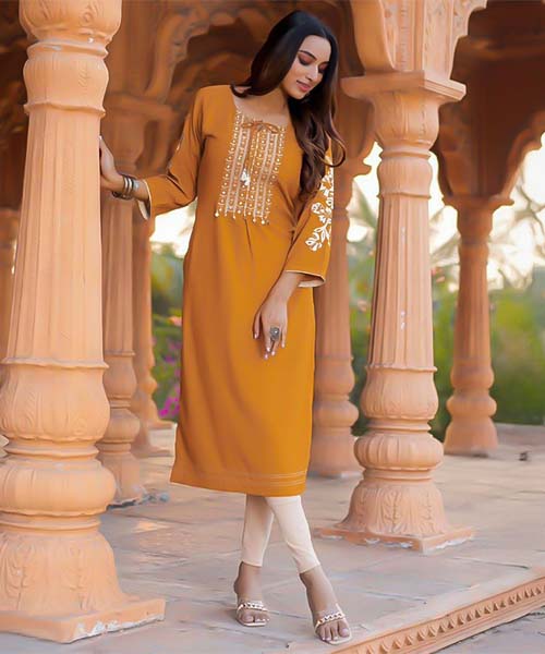 Orange Rayon Casual Wear Kurti in swindon