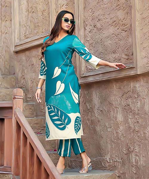 Blue Rayon Casual Wear Kurti