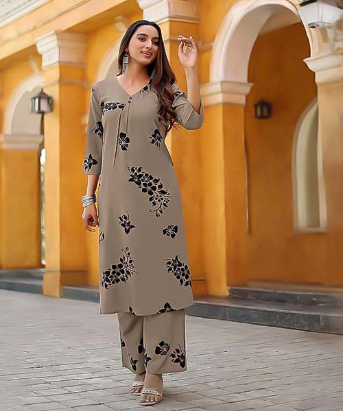 Light Brown Rayon Casual Wear Kurti