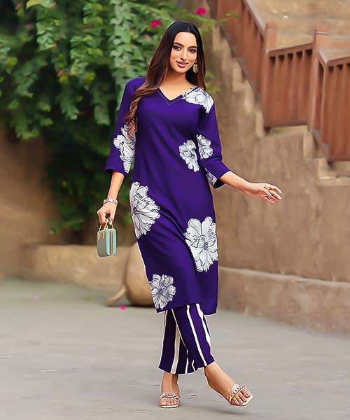 Violet Rayon Casual Wear Kurti