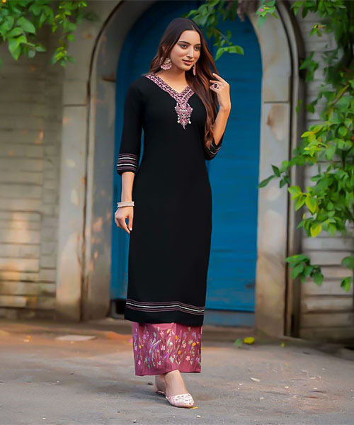 Black  Rayon Casual Wear Kurti in salford