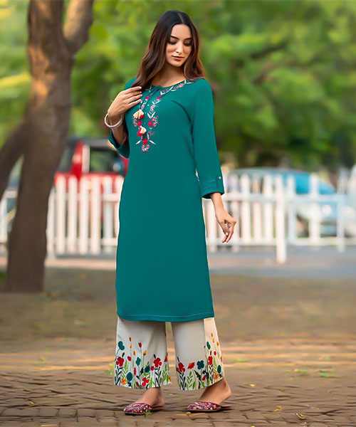 Green  Rayon Casual Wear Kurti in salford