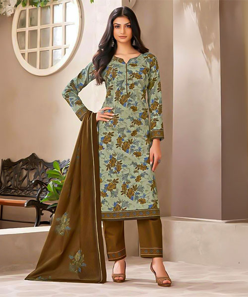 Olive Green  Cotton Casual Wear Salwar Kameez in norway