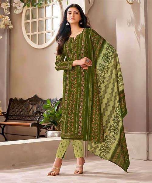 Green  Cotton Casual Wear Salwar Kameez in norway