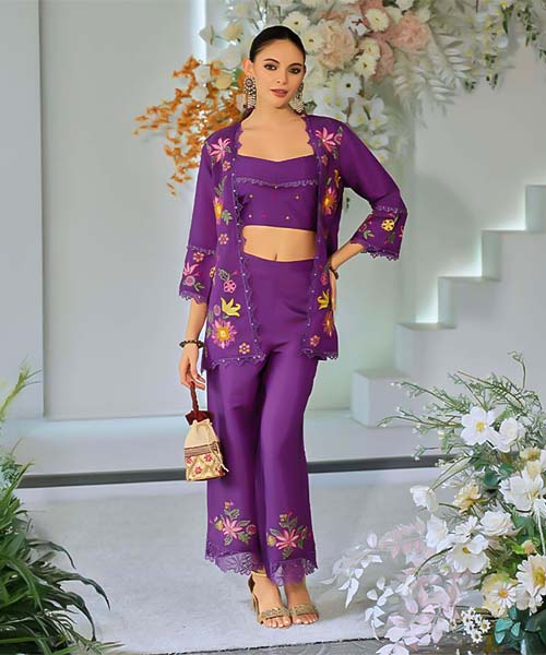 Purple Viscose  Party Wear Kurti in denver