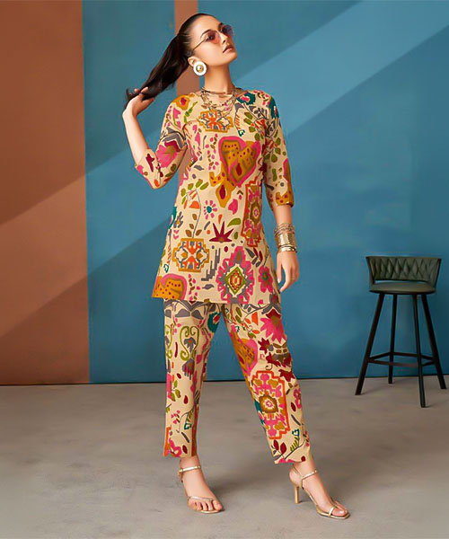 Yellow  Cotton Printed Kurti in nottingham