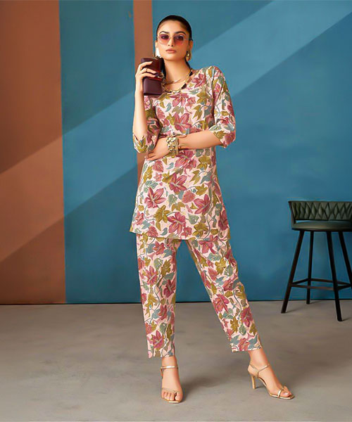 Yellow  Cotton Printed Kurti in nottingham