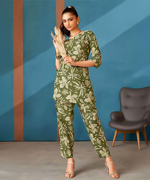 Green  Cotton Printed Kurti in nottingham