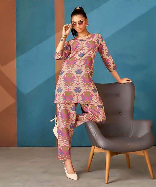 Pink  Cotton Printed Kurti in nottingham