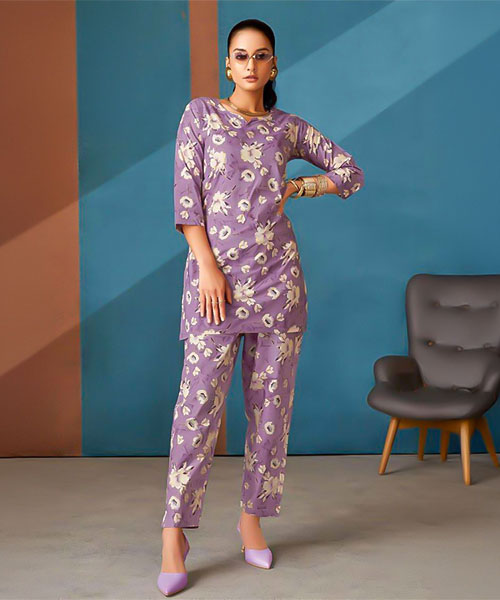 Purple Cotton Printed Kurti in nottingham
