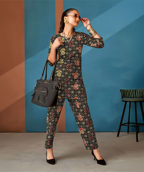 Black Cotton Printed Kurti in nottingham