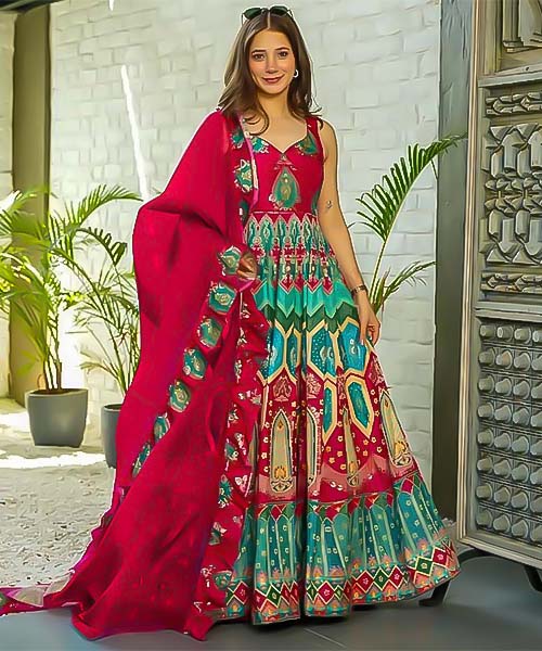 Red  Silk Anarkali Suit in mumbai