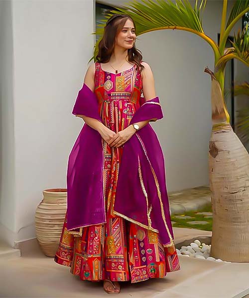 Red  Silk Anarkali Suit in mumbai