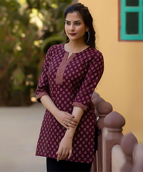 Red Cotton Printed Kurti in delhi