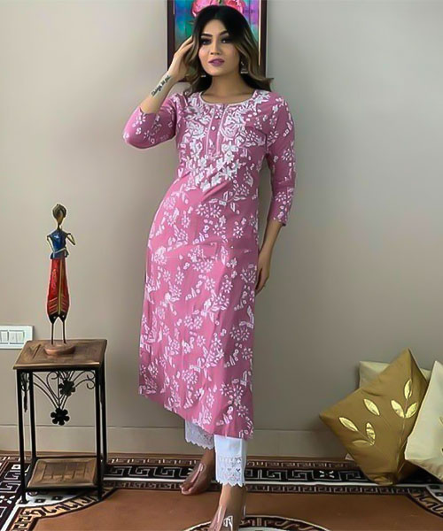 Pink  Silk Designer Kurti in delhi