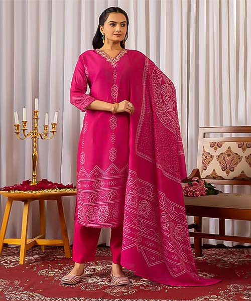 Red  Muslin Silk Casual Wear Salwar Kameez in mumbai