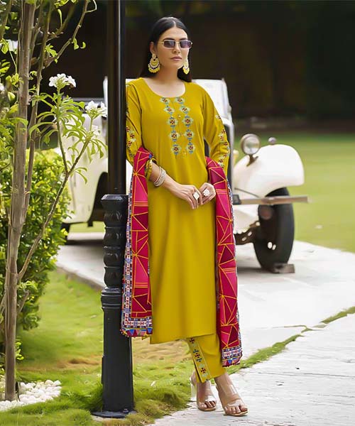 Yellow  Rayon Casual Wear Salwar Kameez in india