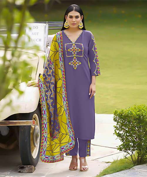 Purple  Rayon Casual Wear Salwar Kameez in india