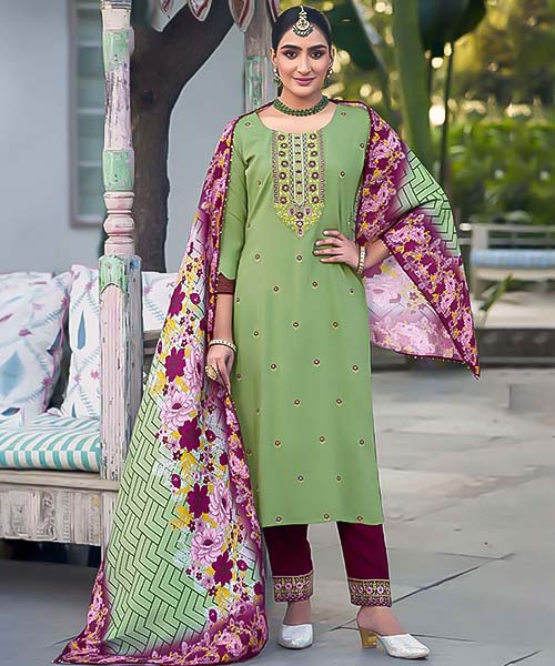 Green Rayon Casual Wear Kurti