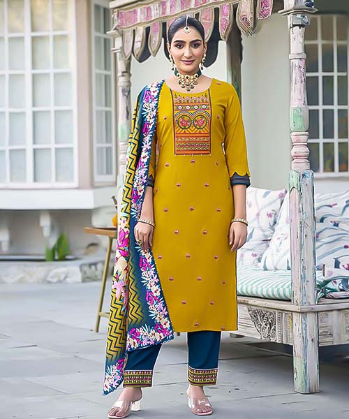 Yellow Rayon Casual Wear Kurti