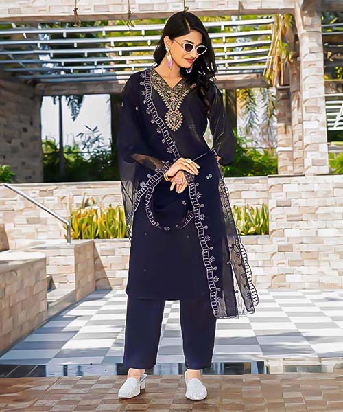 Blue Roman Shimmer Casual Wear Salwar Kameez