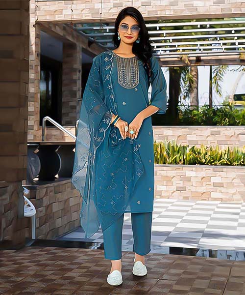 Blue Roman Shimmer Casual Wear Salwar Kameez