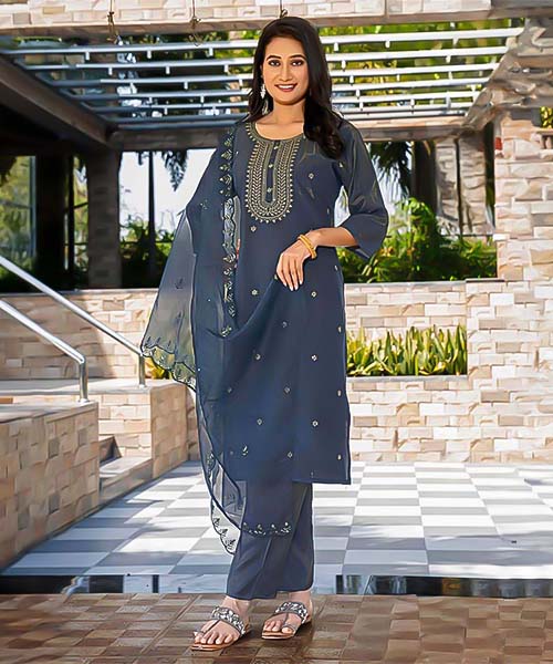 Blue Roman Shimmer Casual Wear Salwar Kameez in mumbai