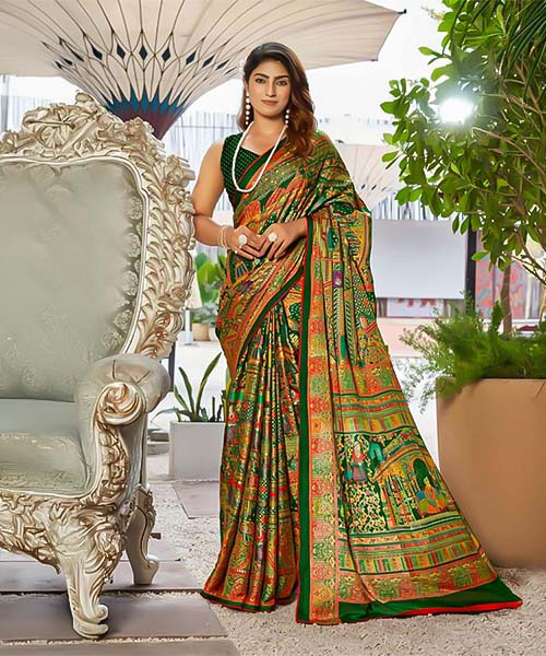 Green  Moss Printed Saree in louisville
