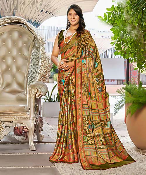 Green  Moss Printed Saree in louisville